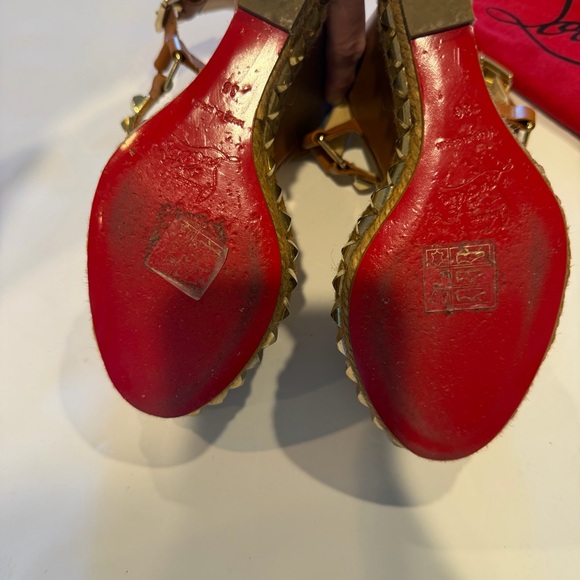 Christian Louboutin Studded Espadrille Wedge Sandals Red Sole Summer Heel SZ: 36 - Picture 10 of 14